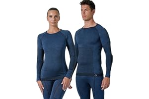 Risalti MęSka I Damska Koszulka Termoaktywna Z WełNy MerynosóW - OddychająCa Bielizna Termoaktywna Z DłUgim RęKawem Unisex, Bezszwowa Zimowa Odzież Termoaktywna - Made in Italy