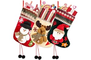 KFDDRN 3 Stück Nikolausstrumpf, Weihnachtsstrumpf 2025, Nikolaussocken zum Befüllen, Weihnachtsdekoration für Kamin, Weihnachtsbaum, Wand, Treppe 30cm