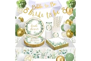 HLEIUKT Bridal Shower Geschirr, Junggesellenabschied Frauen Partygeschirr, 16 Gäste Jga Deko Pappteller mit Luftballons für Hochzeits Deko, Verlobungsfeier, Brautparty Frauen