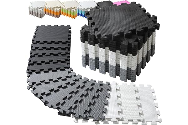 INTOMENG tapis de Puzzles Interactifs pour Bébés Mousse Tapis de Jeu Protectif Eva pour Chambre d'Enfants et Nourserie (Noir Gris Blanc, 114x142 cm | 20 pièces | 1.62 M²)