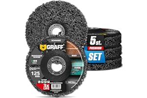 Disco per Decapaggio 5 Pezzi - Dischi CSD 125 Vernice Ruggine per Smerigliatrice Angolare - Dischi per la Pulizia Morbide per Metallo Acciaio Inox Acciaio, Vernice - Dischi Abrasivi 125mm GRAFF