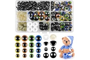 Hengxinchen 120 Pezzi Occhi Amigurumi, Amigurumi Kit Occhi 10-19mm Occhi per Pupazzi Plastica Occhi di Sicurezza per Amigurumi con Rondelle per Animali all'Uncinetto Bambola Pupazzo Peluche