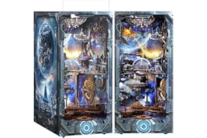 RONSTONE Book Nook Kit - DIY Casa Delle Bambole Booknook con Coperchio Antipolvere - Inserto per Libreria con Luce a Led - Doomsday Starship Craft 3D Puzzle Regalo per Adulti