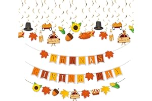eBoutik - Thanksgiving Decorations - Autumn Harvest Festival Party Bunting Set - Maple Leaves, Small Acorns, Pine Cones,Thanksgiving Celebrating Set for Home, Fireplace or Office