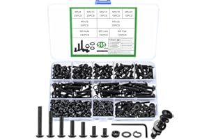 JINZEYOU Set di Vis M5, 515 Pcs M5 Boulons et Écrous, Boulons Vis à Tête Cylindrique à Six Pans Creux avec Écrous et Rondelles, Kit Assortiment Boulons Vis à Tête Hexagonale avec Écrou, Noirs(M5)