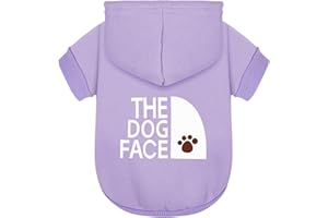 Paiaite - Sudadera con capucha para perro chihuahua, morada, cálida y elegante, con estampado “The Dog Face”, ropa para mascotas y abrigo todo en uno, para invierno y noches frescas de verano, XS