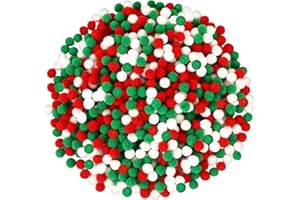 SEPGLITTER 1000 Stück Weihnachten Pompons, 10 mm Pompons zum Basteln Pompons Rot Weiß Grün Weihnachten Dekorationen Basteln und Kreatives Handwerk DIY Kreativen Girlanden