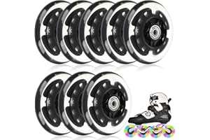 PORFOYO Roues De Rollers En Ligne: 8 Pièces LED Light up Roues De Patin Roue, Roue De Roller En Ligne Avec Roulements, Inline Skate Wheels Pour Tous Les Types De Patins à Roulettes (76 mm)