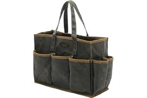 KAALTISY Werkzeug-Tragetasche, 16oz gewachstem Segeltuch Garten Werkzeug Tragetasche (Armee grün), Tragbare 11 Taschen Werkzeugtasche | für Gärtner Elektriker Handwerker | 36 x 14 x 26.5cm