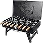 Tidalo Briefcase Charcoal Grill Barbeque BBQ Grill Oven with 8 Skewers, 1 Grill & 1 Packet of Charcoal (Structure Black)