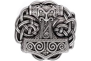 Cattaneo Accessori Metallici Fibbia a piastra decorata con Martello di Thor - per cinture da 40mm - Made In Italy