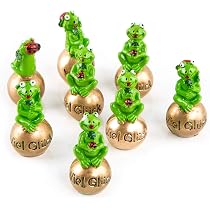 5 Froschkönig Figuren Mit Krone - 6cm Glücksbringer Aus Polyresin