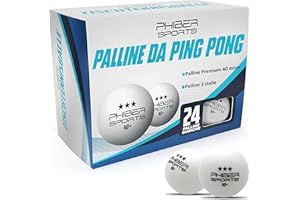 PHIBER-Sports Palle da Ping-Pong Premium 3 Stelle [24 Pezzi] - Caratteristiche di Gioco perfette - Ideale per Principianti, Famiglie e Professionisti