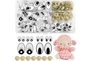 Hengxinchen 100 occhi ovali di sicurezza per animali all'uncinetto, 14 mm, 25 mm, occhi ovali, occhi per uncinetto, occhi amigurumi, occhi con rondelle, occhi a bottone per animali all'uncinetto,
