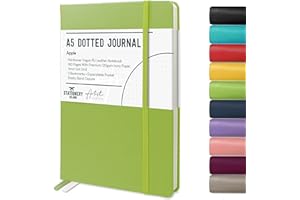 Stationery Island Cuaderno Punteado A5 Notebook Manzana Verde - Libreta A5 Bullet Dotted Journal Puntos de Tapa Dura Con 180 Páginas 120gsm Papel para Notas, Planificación, Estudio, Viajes, Diario