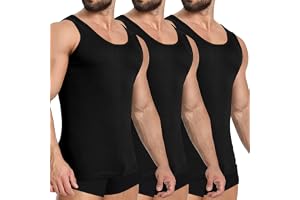 YOUCHAN 3-pack herrundertröja herrlinne underkläder i 100% bomull ribbade linnen svart och