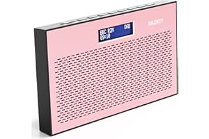 Portable DAB/DAB+ Digital Radio | 15 Hour Battery and Mains Powered | Kitchen FM Radio, 20 Presets | LED Display, 3.5mm Headphone Jack | Dual Alarm with Sleep Timer Function | MAJORITY Histon (Rose)