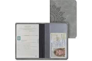 kwmobile Porte permis de Conduire Carte Grise avec Compartiments Cartes Passeport - Étui Portefeuille de Protection en Simili Cuir Gris
