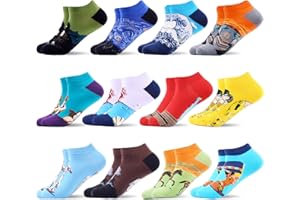 WeciBor Calcetines Tobilleros Algodón Hombre Divertidos Coloridos 12 Pares
