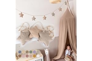 LILIMAUS Sternen Wimpelkette Stoff - Mit Goldapplikation in 12 Farben - 100% Baumwolle Handmade - Musselin Wimpelkette für Kinderzimmer - Hausbett Deko für Mädchen & Jungen - Babyzimmer Deko