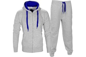 Parsa Fashions ® Mens Tracksuit Set Full Sleeve Fleece Zipper Hoodie Top Bottoms Jogging Joggers Gym CONTRAST And PLAIN - Available in PLUS SIZES (Small to 5XL)