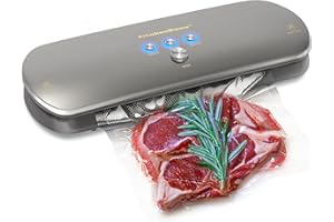 Machine Sous Vide pour Alimentaire KitchenBoss Sous Vide Machines Professionnel Aspirateur Automatique Portable Kit de Démarrage 5 Sacs +1 Tube Accessoire