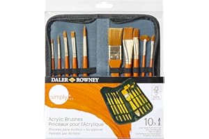Daler Rowney Simply Art Zip Case Sintéticos Taklon Dorado Mango Corto Estuche 10 unidades