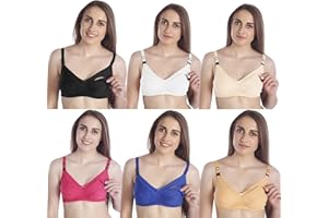 MiEstilo Women's Cotton Blend Non-Padded Wirefree Maternity/Nursing Bra Combo