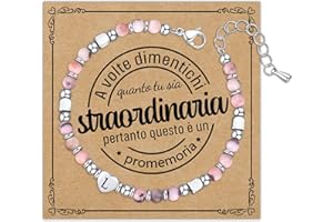 Astellea Bracciale con Lettera Iniziale per Donna Ragazza-4mm Pietra Naturale Rosa Zebra-Braccialetto Portafortuna Regalo per Amica Sorella Figlia Ideale per Compleanno Natale