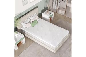 Novilla Topper Viscoelástico 90x190 5 cm, Topper Colchón de Gel, Sobrecolchón Memory Foam Mattress Topper, Cubrecolchón Extraíble y Lavable, Blanco