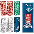 abeec Christmas jingle 6 Wine Gift Bags Christmas - Gift Bags Multipack - Christmas Bottle Bags for Wine x 6 - Christmas Wine Bag - Bottle Gift Bag Perfect For Christmas Presents - Xmas Gift Bags