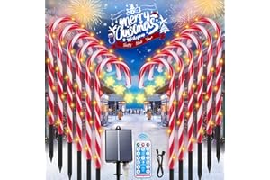 YEPVIE Solar Candy Cane Lights, 12 Pack Waterproof candy cane christmas outdoor lights, 8 modes 1200mah Battery Solar Powered Outdoor Led Light for Christmas Pathway, Yard, Patio, Garden Decorations