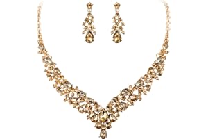 EVER FAITH Femme Cristal Mariage Marié Goutte d'eau Cluster Collier+Boucles d'oreilles Parures Bijoux