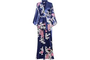 BABEYOND Kimono Robe de Nuit Femme Robe de Chambre Longue Robe de Nuit Peacock Kimono Long Chemise de Nuit Kimono 53"/135cm