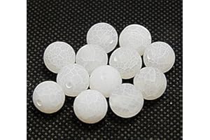 PERLIN Perlas de piedras preciosas de 6 mm, 8 mm, 10 mm, ágata esmerilada, redonda, piedra natural esmerilada, perlas semipreciosas, perlas con agujero para enhebrar, (blanco, 8 mm – 15 unidades)
