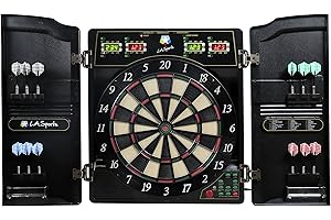 ‎L.A. SPORTS Elektronische Dartscheibe London 1-16 Spieler für Soft-Dart-Pfeile 259 Spielvarianten im Kabinett Dartschrank