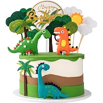 Dinosaurier Cake Topper Set 17-teilig | Für Geburtstagskuchen, Cupcakes & Partydeko, Kindergeburtstag