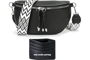 Atgbiem Umhängetasche Damen Bauchtasche Damen Stylisch Crossbody Bag Damen Breiter Gurt Dunkelgrau mit Kreditkartenhalter