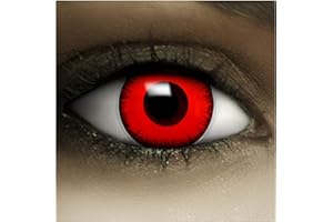 FXCONTACTS Czerwone soczewki roczne VOLTURI + tatuaże + pojemnik na soczewki kontaktowe, 2 sztuki (1 para) kolorowych soczewek kontaktowych bez grubości, miękkie, idealne na Halloween, Cosplay