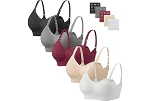 HBselect 5 PCS Reggiseno Allattamento con Estensione Reggiseno Bra Donna Morbido e Traspirante Reggiseno Senza Ferretto e Senza Cuciture