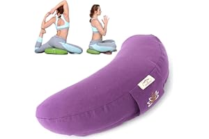 sei Design Coussin de Yoga, de méditation, en Demi-Lune, avec Rembourrage en cosses de Sarrasin, Grand Coussin de Sol, Coussin de méditation, 46 x 25 x 10 cm, Violet