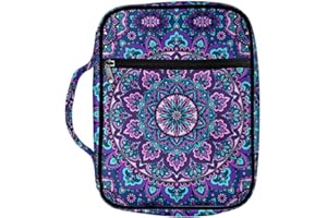 ZIATUBLES Church Bible Bag Unisex Bible Cover with Handle Large Capacity Book Pack Bible Carrying Case for Outdoor Study Pray, Boho Mandala Flower Pattern