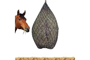 Andiker Heunetz für Pferde 38 Inches, Slow Feed ideal für artgerechte Fütterung, verbesserte Verdauung, Heusack Futtersack Ponys, leichtfuttrige Pferde, Ziegen, Tiere (Schwarz)