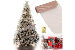 AIXIMA Guirnalda de Oropel Brillante para Navidad, Espumillón Decorativo, Árbol de Navidad 26Cm X 9.14M (Oro Rosa)