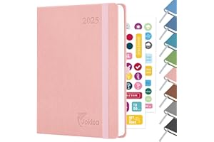 Jokisa Agenda 2025 Semainier, Agenda Journalier, Planner Vertical Scolaire 12 Mois janvier 2025 à décembre 2025 avec Porte-stylos et Signet, Autocollants, 22 x 16 cm