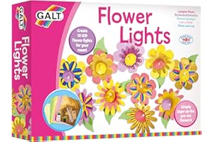 Galt Flower Lights - Creative Cases Childrens Arts and Crafts Set, Floral LED Fairy Lights and Craft Kit for Kids - with Batteries, Colouring Pens, Guide and Pre-Cut Paper Flowers - Ages 7 Years Plus