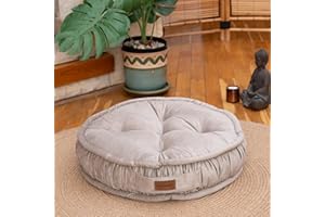 ‎DEKORIST Dekorist Bodenkissen, Cozy Sitzkissen Boden, Dekorative Boden Kissen Rund, Weich Dicker Stuhlkissen, Meditationskissen, Yogakissen, Ibiza, 12cm höhe, 56 cm, Helle Bronze