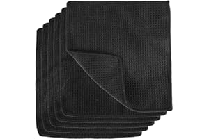 JINSION 6 Stück Spüllappen Waschbar, Lappen Küche Schwarz, 20 x 20 cm Geschirrtücher Microfaser, Wiederverwendbar Waffeltücher, Extra Saugfähig & Langlebig, Abwaschlappen für Küche, Fenster, Glas, Bad