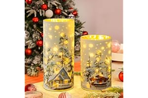 MJ PREMIER Weihnachts Dekorationen, Weihnachtsbeleuchtung, Weihnachtsdeko mit LED-Lichterkette, Weihnachten Deko Tischlampe, Kabellos und Timer Funktion, Weihnachten Home Decor Geschenk, 2 Stück