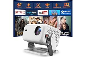 VNEIMQN 2025 Neuer Upgraded Full HD 1080P Beamer, 25000 Lumens, 4K Unterstützung, Android 13, WiFi 6＆ Bluetooth 5.2, automatische Trapezkorrektur, 180° schwenkbarer Heimkino Beamer